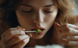 吃美女嚼碎的食物，美女吃食物的视频