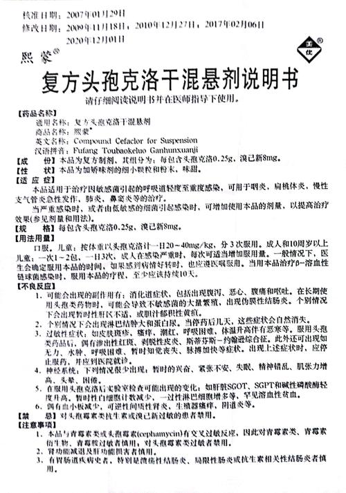 儿童复方头孢克洛干混悬剂用量多少？-第2张图片-中州医学会