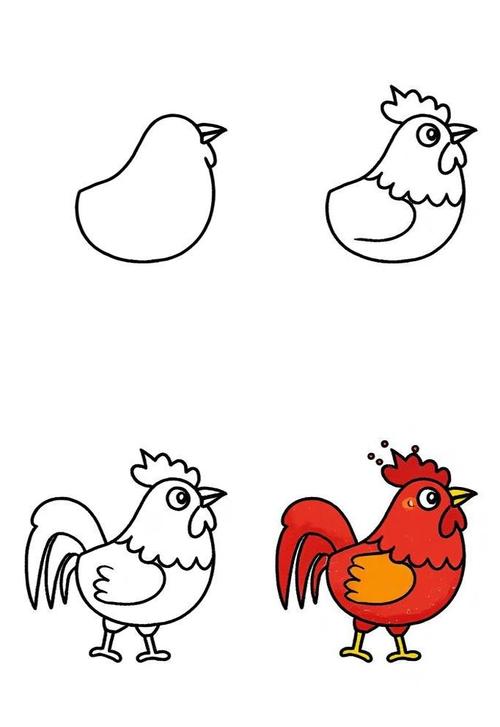 公鸡儿童简笔画怎么画？分步骤教你轻松掌握可爱公鸡绘画技巧！-第1张图片-郑州医学网